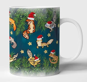 Kubek ceramiczny gekony święta