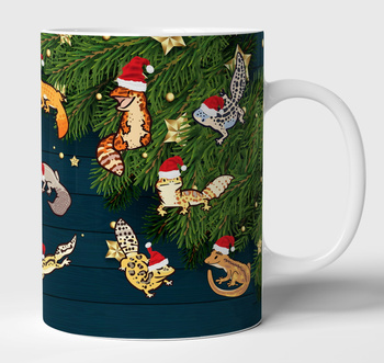 Kubek ceramiczny gekony święta