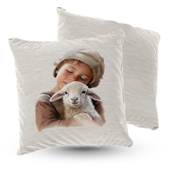 Poduszka welur chłopiec z owieczką 40x40 cm