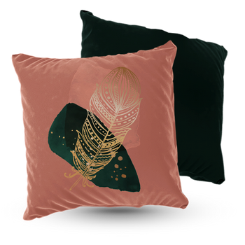 Poduszka welur złote pióro boho glamour 40x40 cm