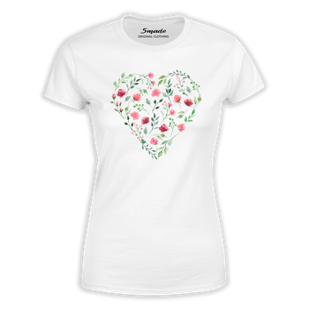 Koszulka damska serce z polnych kwiatów
