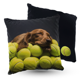 Poduszka pies z piłkami tenisowymi 40x40 cm