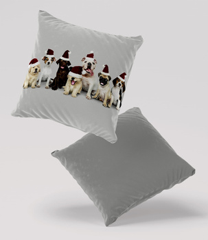 Poduszka welur pies, psy świąteczna brygada 40x40 cm