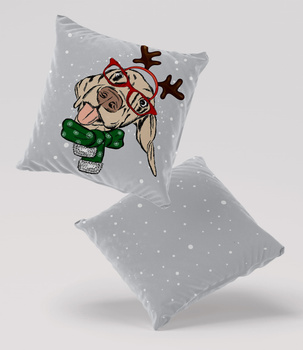 Poduszka welur zabawny świąteczny pies 40x40 cm