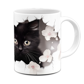 Kubek ceramiczny czarny kotek