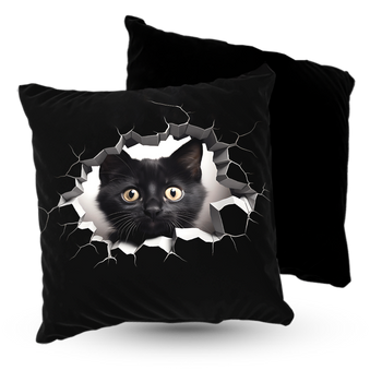 Poduszka welur czarny kotek 40x40 cm
