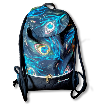 Plecak - worek z klapką pawie pióra 2