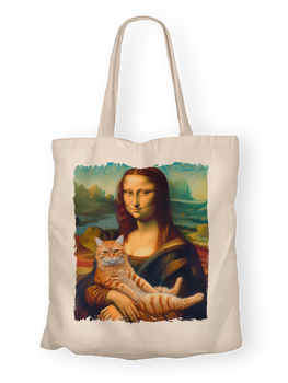 Torba bawełniana z nadrukiem Mona Lisa z kotem