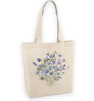 Torba bawełniana z nadrukiem błękitne kwiaty