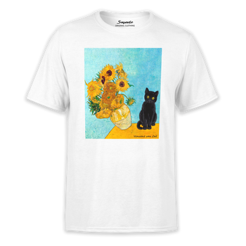 Koszulka z nadrukiem Słoneczniki w wazonie Vincent van Cat