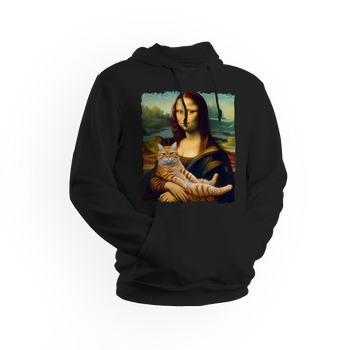 Bluza męska/unisex z kapturem Mona Lisa z kotem