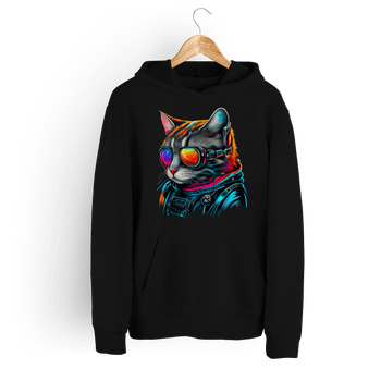 Bluza damska z kapturem cyber kot