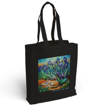 Torba bawełniana z nadrukiem kot śpiący w irysach Vincent van Cat