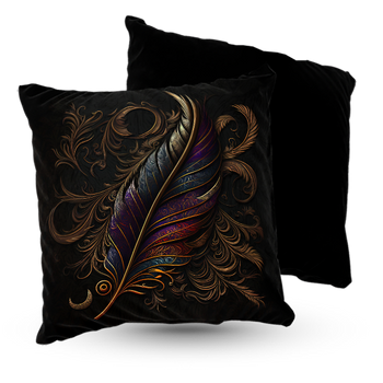 Poduszka welur pióro vintage 40x40 cm