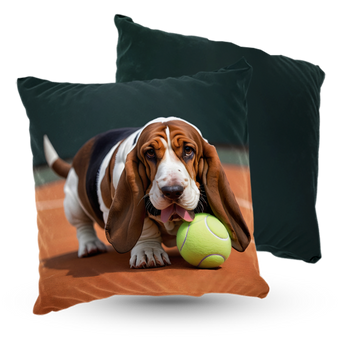 Poduszka pies Basset hound na korcie tenisowym 40x40 cm