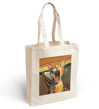 Torba bawełniana z nadrukiem rudy kot w obrazie "Krzyk" Edvarda Muncha