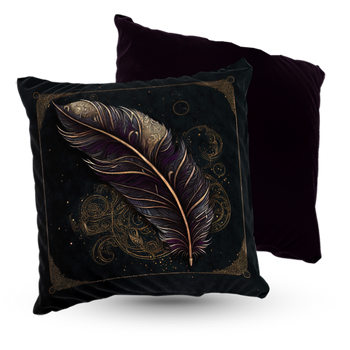 Poduszka welur pióro vintage 40x40 cm