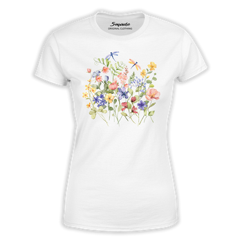 Koszulka damska polne kwiaty i ważki