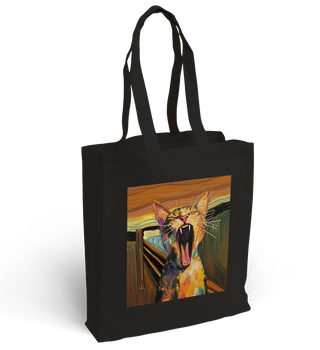 Torba bawełniana z nadrukiem rudy kot w obrazie "Krzyk" Edvarda Muncha