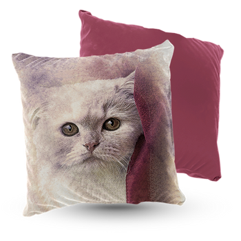 Poduszka welur biała kotka 40x40 cm