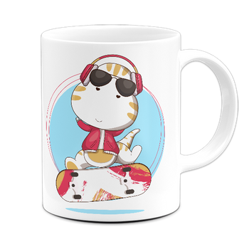 Kubek ceramiczny dinozaur na deskorolce