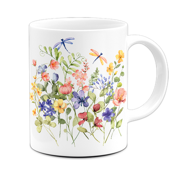 Kubek ceramiczny polne kwiaty i ważki