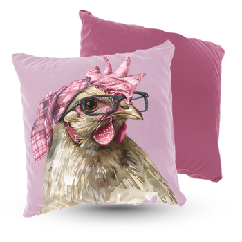 Poduszka welur stylowa kura 40x40 cm