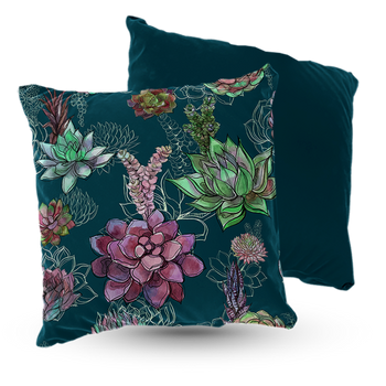 Poduszka welur sukulenty 40x40 cm