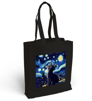 Torba bawełniana z nadrukiem czarny kotek w gwieździstą noc Vincent van Cat