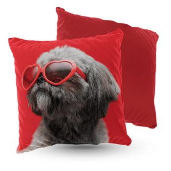 Poduszka welur pies Shih Tzu w okularach 40x40 cm