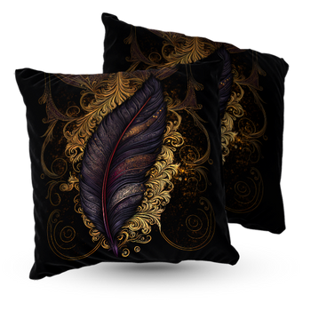 Poduszka welur pióro vintage 40x40 cm
