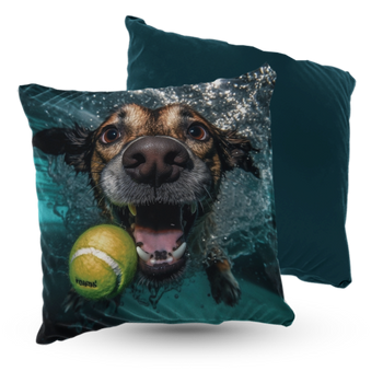 Poduszka pies wyławia piłkę tenisową 40x40 cm