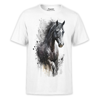 Koszulka z nadrukiem czarny koń