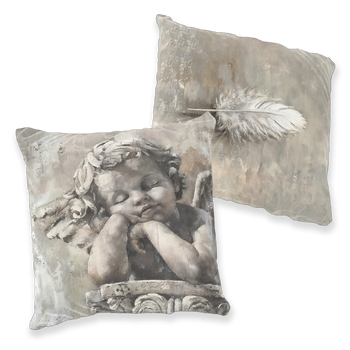 Poduszka welur anioł i piórko 40x40 cm