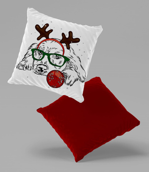 Poduszka welur świąteczny pies z humorem 40x40 cm