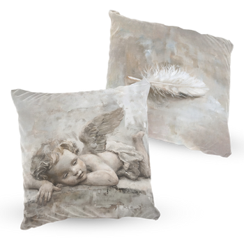 Poduszka welur anioł i piórko 40x40 cm