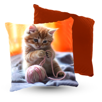 Poduszka welur słodki kociak z włóczką 40x40 cm