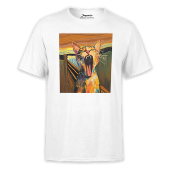 Koszulka z nadrukiem rudy kot w obrazie "Krzyk" Edvarda Muncha