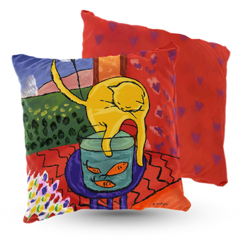 Poduszka welur 40x40 cm Henri Matisse "Kot ze złotą rybką"