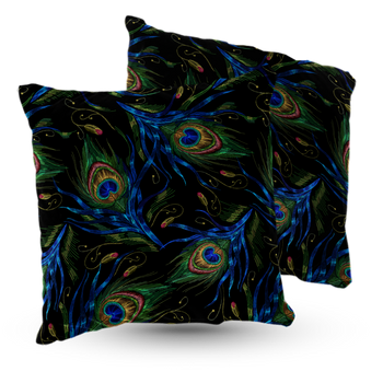 Poduszka welur pawie pióra 40x40 cm