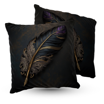Poduszka welur pióro vintage 40x40 cm