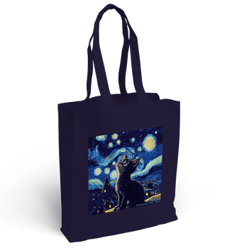Torba bawełniana z nadrukiem czarny kotek w gwieździstą noc Vincent van Cat