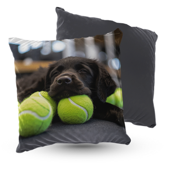 Poduszka pies z piłkami tenisowymi 40x40 cm