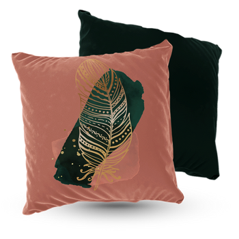 Poduszka welur złote pióro boho glamour 40x40 cm