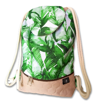 Plecak - worek z klapką liście bananowca