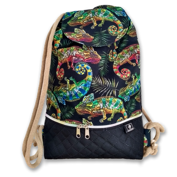 Plecak - worek z klapką kameleony, gady,