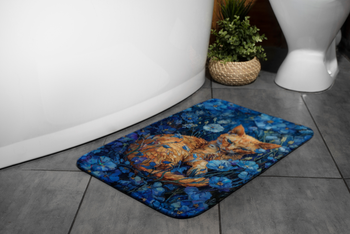 Dywanik 45x75 cm z grafiką kotka w błękitnych kwiatach