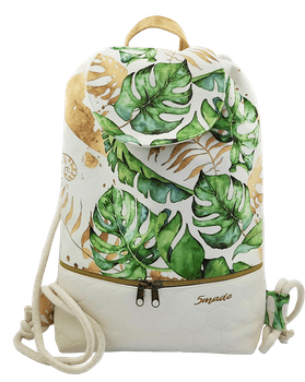 Plecak - worek z klapką welur/ekoskóra monstera