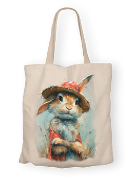 Torba bawełniana z nadrukiem królik w kapeluszu
