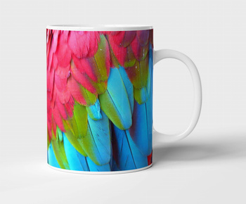 Kubek ceramiczny pióra papugi